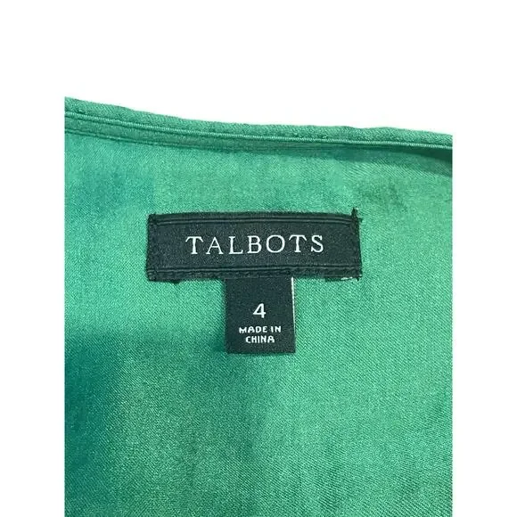Talbots Womens Midi Dress Emerald Green Size 4 Sleeveless V-Neck Pleated Pockets - Picture 9 of 10